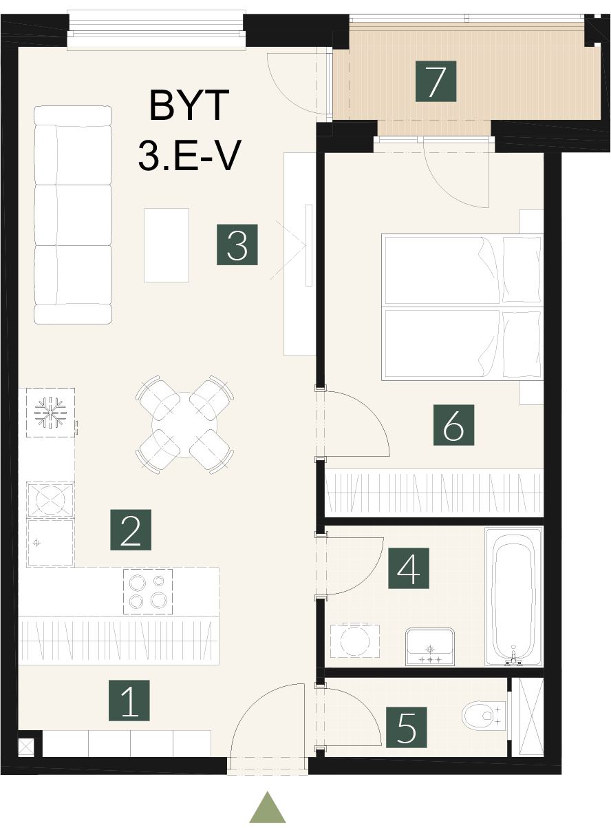 3.E-V 2 izbový byt