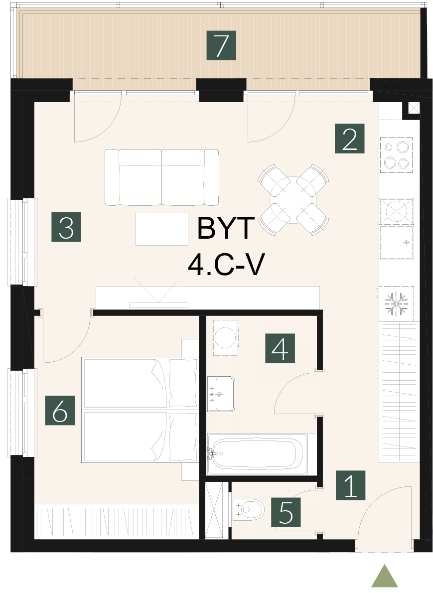 4.C-V 2 izbový byt