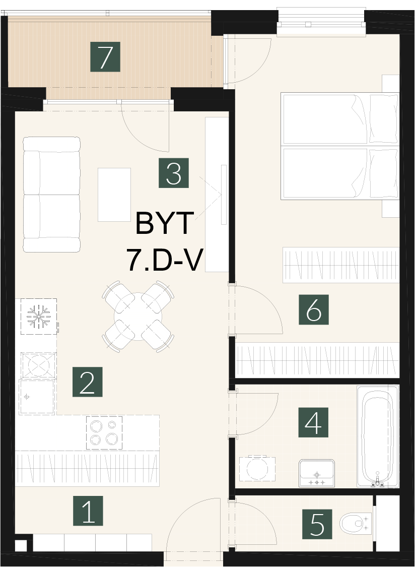 7.D-V 2 izbový byt